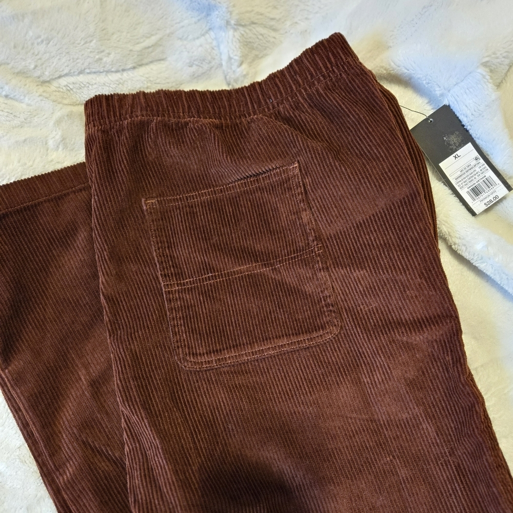 NWT Original Use Barnwood Brown Corduroy Elastic/adjustable waist pants XL